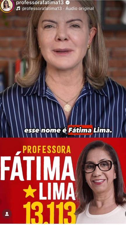 Presidente do PT, Gleisi Hoffmann, grava propaganda para Professora Fátima Lima, candidata a vereadora do partido no Rio