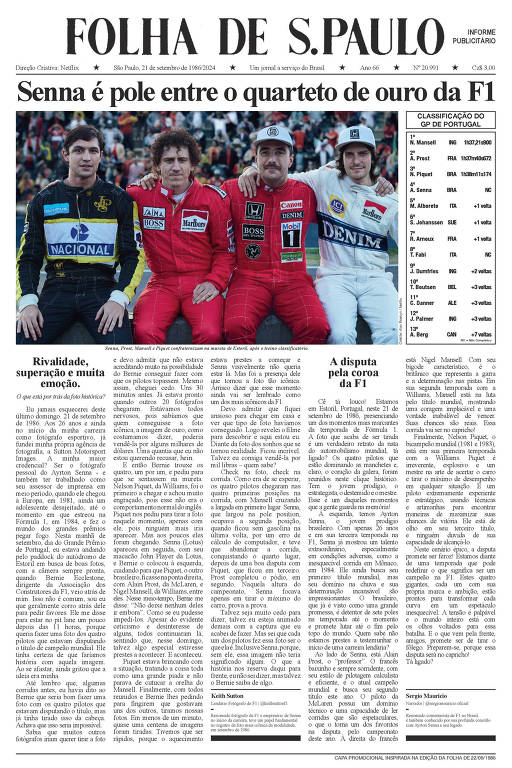 Nova capa colecionável sobre Senna recria foto histórica do piloto ao lado de três de seus maiores rivais na F1