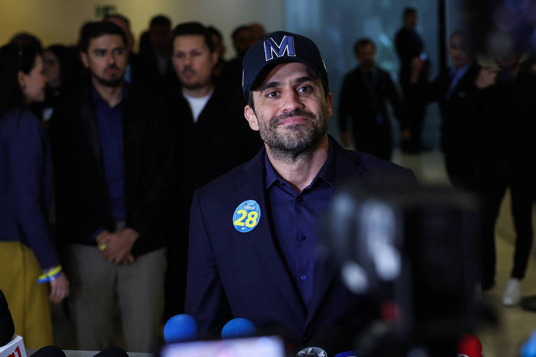 Pablo Marçal durante entrevista coletiva após debate da RedeTV! e UOL