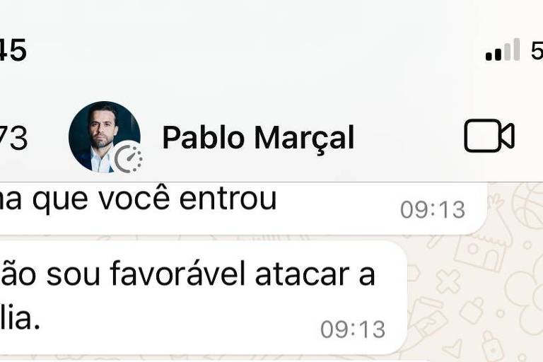 Mensagem enviada a Ricardo Nunes por Pablo Marçal