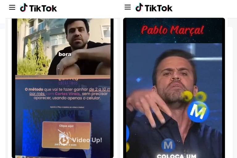 Prints de vídeos em que aparece o candidato Pablo Marçal