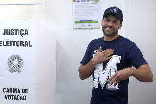 Sao Paulo far-right digital influencer and mayoral candidate Pablo Marcal votes in Sao Paulo