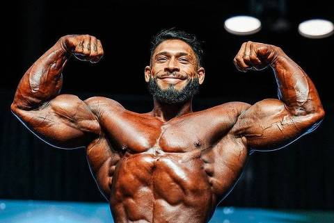 Ramon Dino, atleta da Max Titanium, durante o Mr. Olympia 2023. - (Foto: Divulgação) DIREITOS RESERVADOS. NÃO PUBLICAR SEM AUTORIZAÇÃO DO DETENTOR DOS DIREITOS AUTORAIS E DE IMAGEM