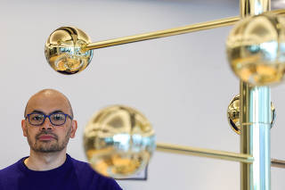 Demis Hassabis, one of the three laureates who have been awarded the Nobel Prize in Chemistry for 2024, looks on, at the offices of Google DeepMind UK in London