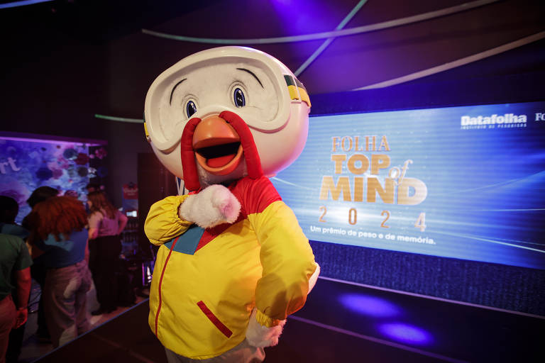 Mascote da marca Sadia é presença garantida na cerimônia de entrega dos troféus aos ganhadores do prêmio Top of Mind 2024, realizado no Tokio Marine Hall, em São Paulo