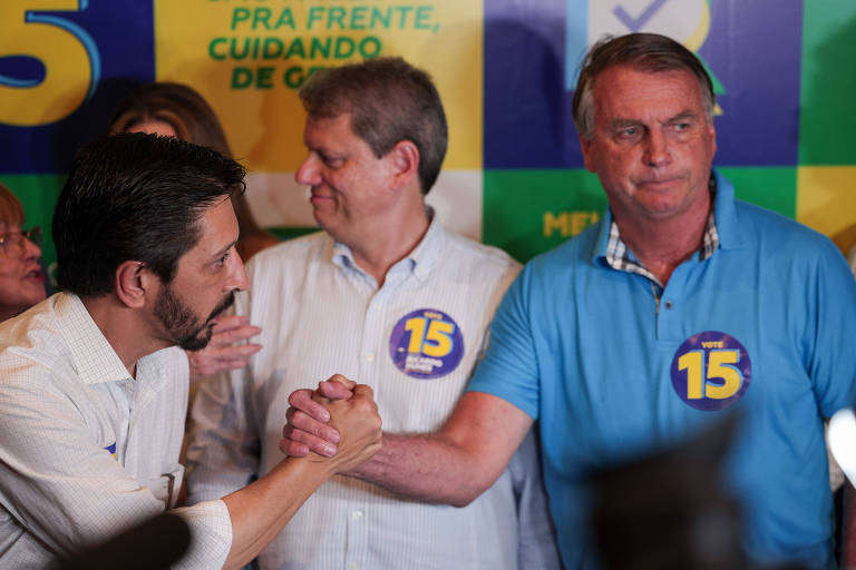 O candidato à prefeitura de São Paulo, Ricardo Nunes durante almoço com a presença do ex-presidente Jair Bolsonaro, Governador Tarcísio de Freitas, entre outras autoridades e convidados