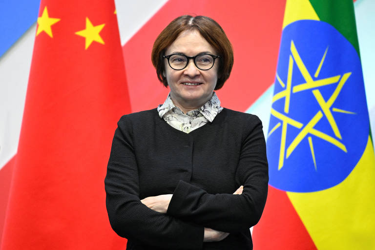 Elvira Nabiullina, governadora do Banco Central Russo, participa da reunião de formato restrito da cúpula do Brics em Kazan