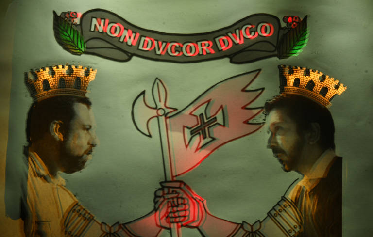 Guilherme Boulos e Ricardo Nunes disputam bandeira do município de São Paulo. Técnica desenvolvida pela fotógrafa Karime Xavier não prevê a manipulação digital das imagens.