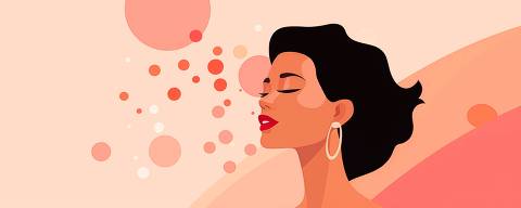 Illustration of woman on pale pink background, enjoying her life. Femtech concept.
( Foto: Ira_Shpiller / adobe stock ) DIREITOS RESERVADOS. NÃO PUBLICAR SEM AUTORIZAÇÃO DO DETENTOR DOS DIREITOS AUTORAIS E DE IMAGEM