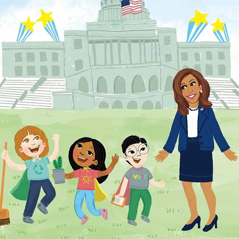 Página de quot;Super-heróis Estão em Todo Lugarquot;， livro infantil de Kamala Harris