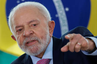 Brazil's President Luiz Inacio Lula da Silva attends a ceremony at the Planalto Palace in Brasilia