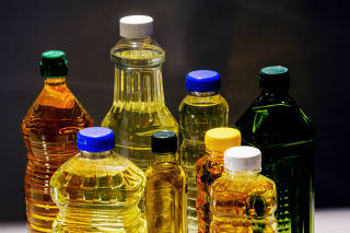 A variety of refined cooking oils, in New York, Nov. 5, 2024. (Eric Helgas/The New York Times)