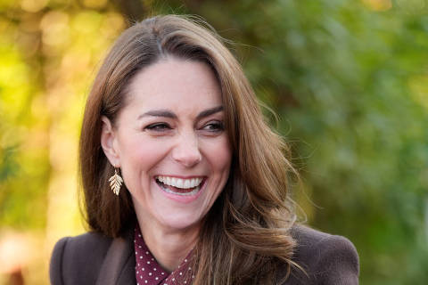 Britain's Catherine, Princess of Wales reacts during a visit to Southport Community Centre in Britain, to meet the families of those caught up in the Southport knife attack earlier this year. Picture date: Thursday October 10, 2024. Danny Lawson/Pool via REUTERS ORG XMIT: POOL