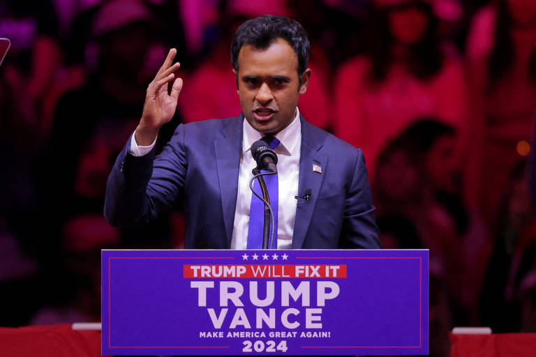 Vivek Ramaswamy deve, junto com Elon Musk, chefiar o novo Departamento de Eficiência Governamental no segundo mandato de Trump