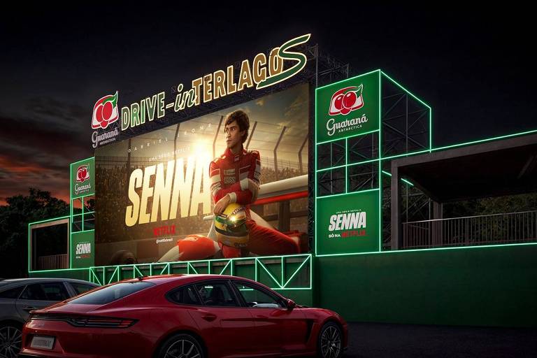 Projeção digital de como será o Drive In-terlagos, no autódromo de Interlagos