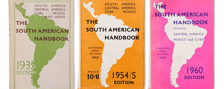 Capas de edições do South American Handbook. que completa 100 anos em 2024