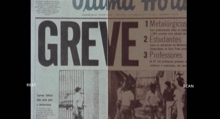 Comparativo do filme "Greve", de João Batista Andrade, antes e depois da restauração realizada pela Cinemateca Brasileira