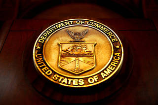 FILE PHOTO: The seal of the Department of Commerce is pictured in Washington