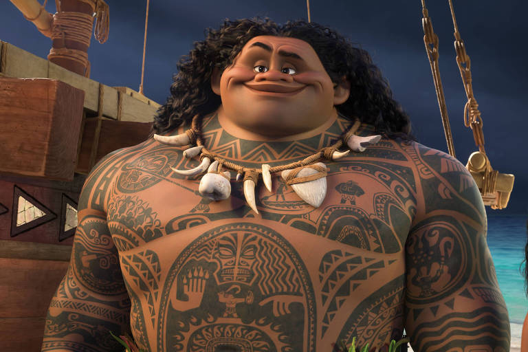 Maui e Moana em cena do filme 039;Moana 2039;