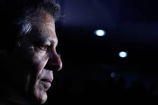 Brazil's Finance Minister Fernando Haddad looks on before meeting with senators at the Federal Senate in Brasilia