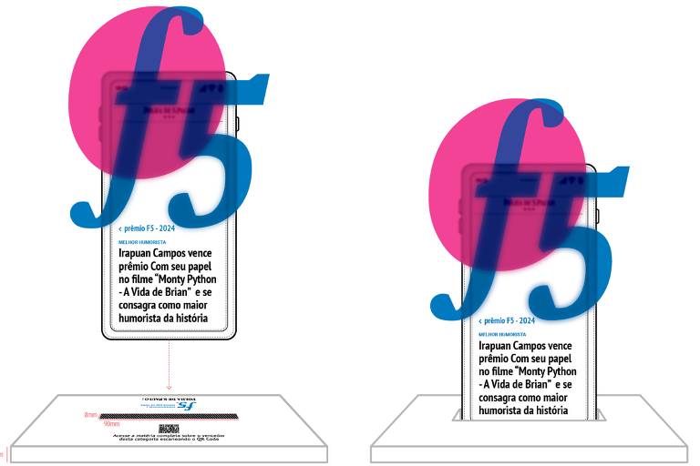 Desenho do troféu do Prêmio F5 que os vencedores de 2024 receberão