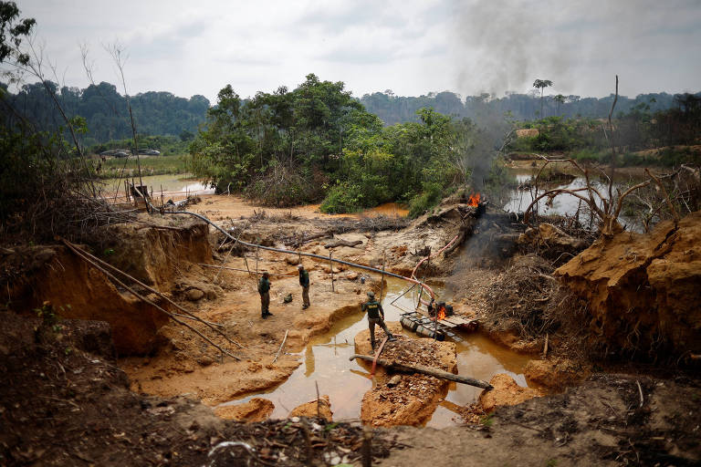 Garimpos ilegais de ouro podem emitir 3,5 toneladas de carbono por hectare e concentrar mercúrio no solo