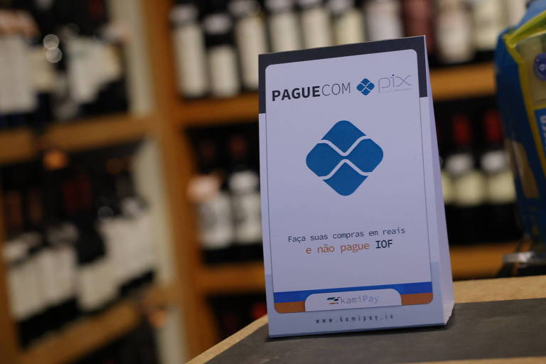 Aviso indica que loja de vinhos na Argentina aceita pagamentos com Pix