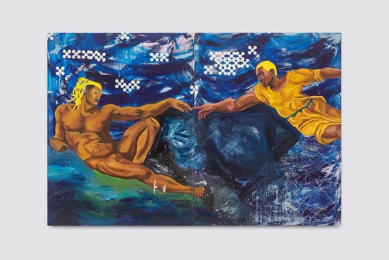 'O Nascimento de um Bastardo', obra de O Bastardo na exposição 'My Black Utopia', na galeria A Gentil Carioca