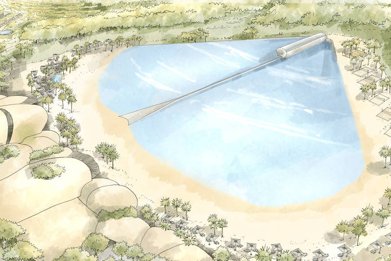 Projeto mostra como será o espaço de piscina da Fazenda， com dois amplos espaços de água separados por uma passarela