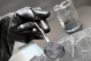 FILE PHOTO: Battery cell production in a Volkswagen pilot line in Salzgitter