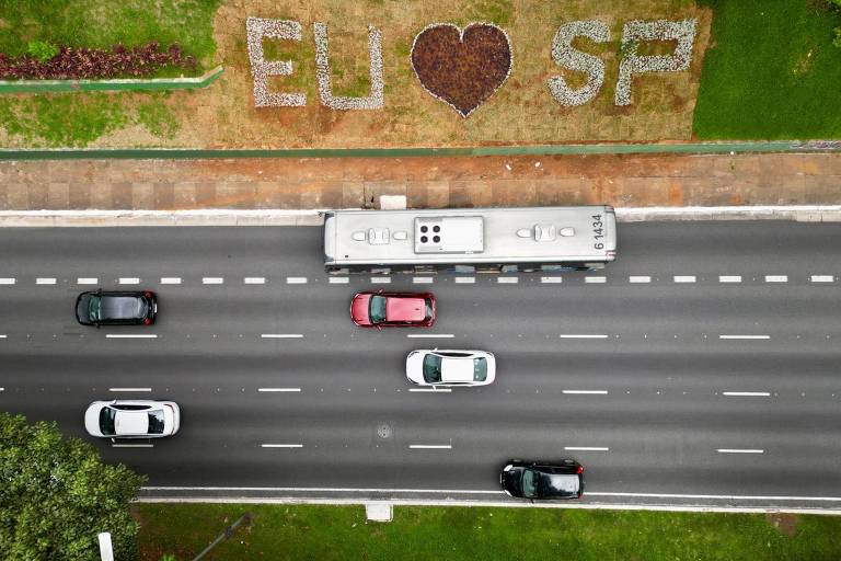 Vista aérea de trecho da av. 23 de Maio em São Paulo