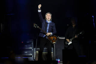 Paul McCartney performs during his 'Got Back' tour in London