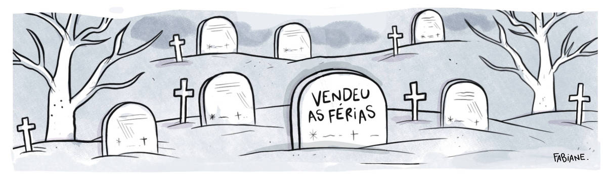 A tira Viver Dói, de Fabiane Langona,  intitulada  publicada em 28/12/2024 intitulada “SUSTENTABILIDADE: Nada de ficar comprando roupa à toa para poluir o planeta” é composta por um único quadro vertical. Nele vemos uma mulher com um corpete branco e uma saia também branca muito apertados. A barriga, os seios pulando pra fora e as coxas esmagadas. Ela sorri confiante um tanto desconfortável.     No quadrinho 1, a mulher diz: “O look do ano passado serve perfeitamente.”. 