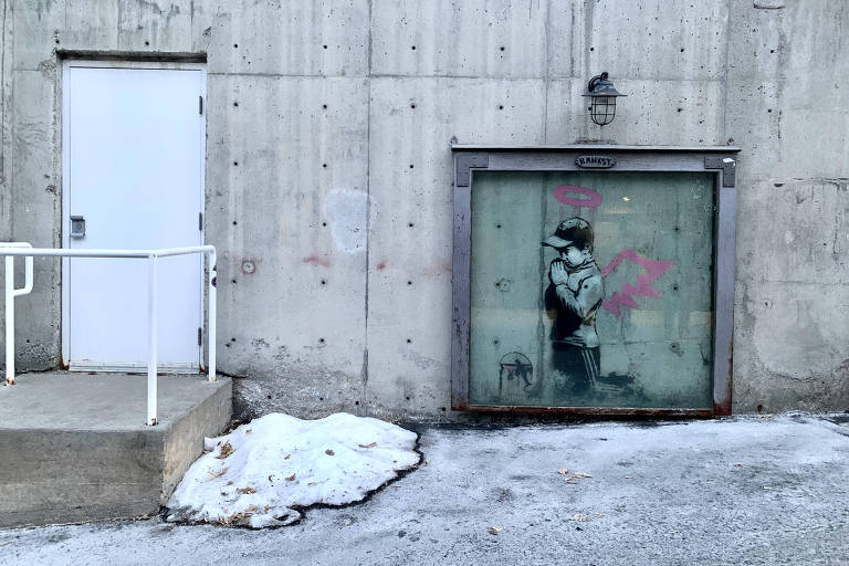 Grafite do artista britânico Banksy na cidade americana de Park City, em Utah