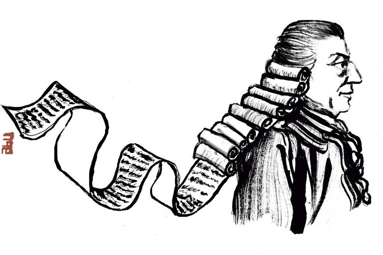 Cachos da peruca de Adam Smith se desenrolam como pergaminhos com escrituras