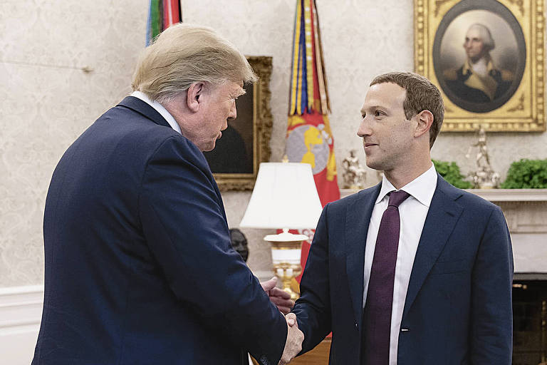 Trump e Zuckerberg se encontram em evento na Casa Branca em 2019 