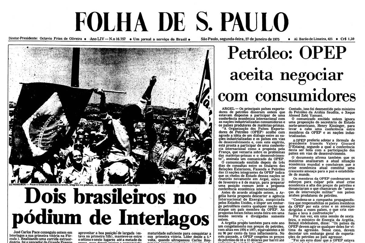 1975: Com Pace em 1º e Emerson em 2º, Brasil faz dobradinha na F-1