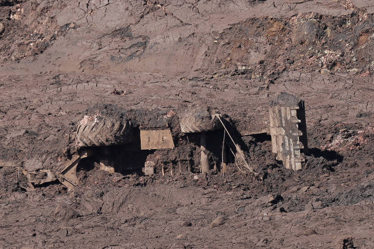 Estragos causados pela lama após o rompimento da barragem na Mina de Córrego do Feijão， em Brumadinho， em Minas Gerais