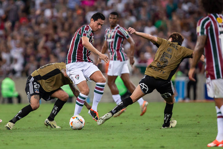 Paulo Henrique Ganso atua pelo Fluminense em partida contra o Colo-Colo， do Chile， na Libertadores de 2024