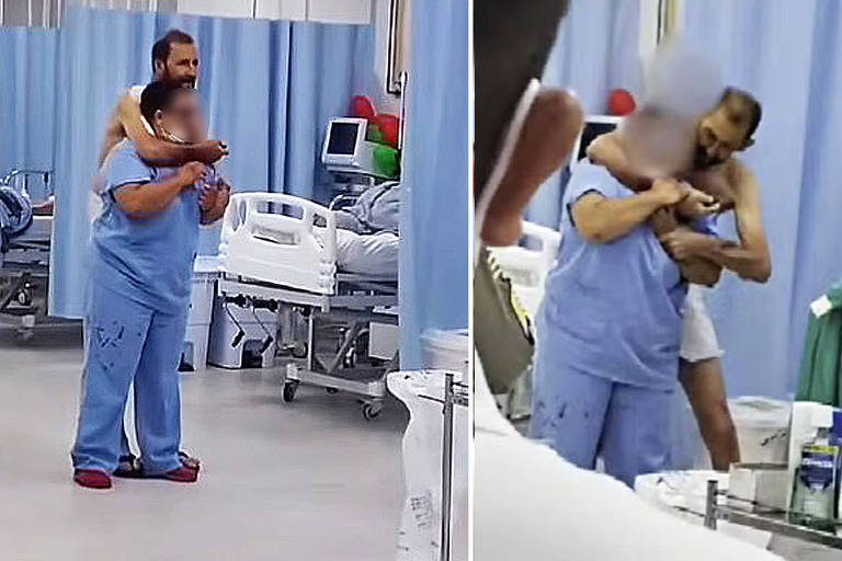 Imagem mostra paciente em surto rendendo profissional de saúde em hospital de Goiás; ele foi morto pela polícia