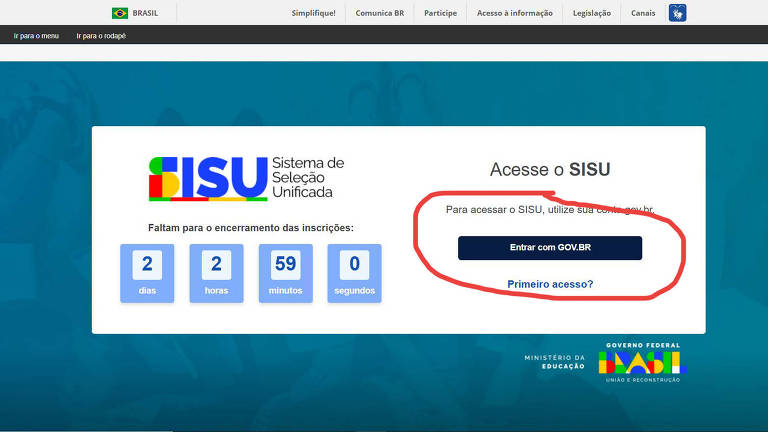 A imagem mostra a página inicial de um site com o logotipo do ISU. Há um título que diz 039;Acesse o ISU039; e um botão destacado em azul com a frase 039;FAÇA O LOGIN039;. Abaixo do logotipo， há ícones que representam diferentes seções ou serviços disponíveis no site.