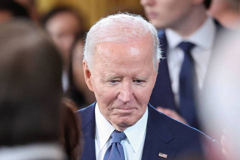 U.S. President Joe Biden looks on ahead of the Presidential Inauguration of Donald Trump at the Rotunda of the U.S. Capitol in Washington, U.S., January 20, 2025. REUTERS/Kevin Lamarque/Pool ORG XMIT: GPD