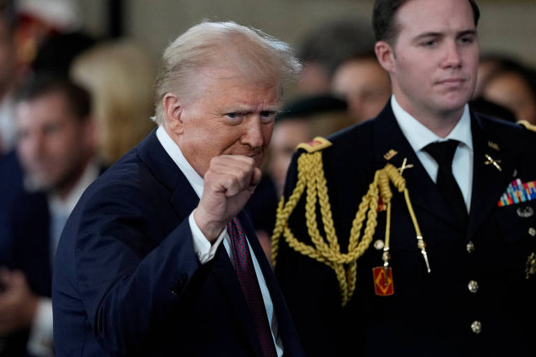 Presidente dos EUA， Donald Trumo， durante cerimônia de posse， em Washington