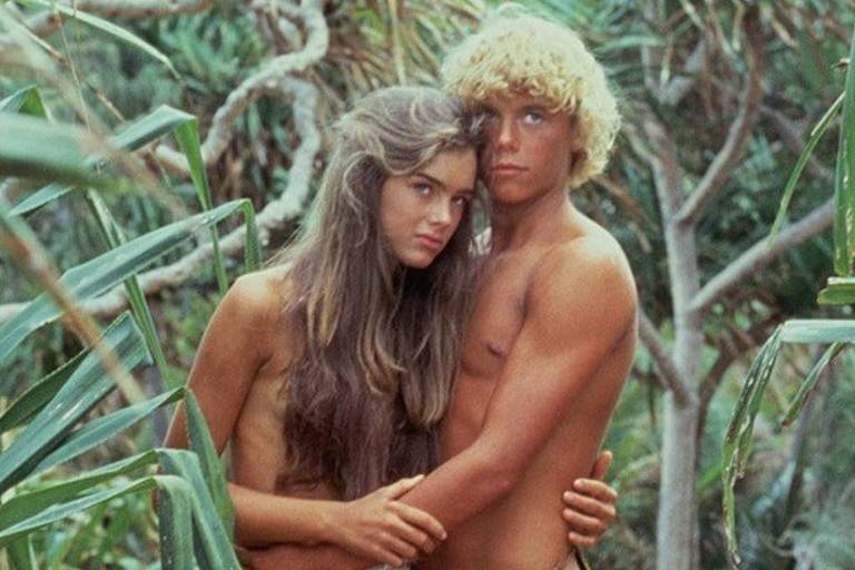 Brooke Shields e Christopher Atkins em "A Lagoa Azul", dirigido por Randal Kleiser em 1980