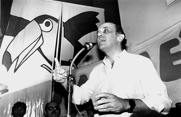 Os quadros mais progressistas do PMDB também tiveram conflitos com os mais conservadores envolvendo o governo de José Sarney e a Assembleia Constituinte; na foto, o então deputado federal José Serra na abertura do primeiro encontro nacional do PSDB, na Câmara dos Deputados, em Brasília