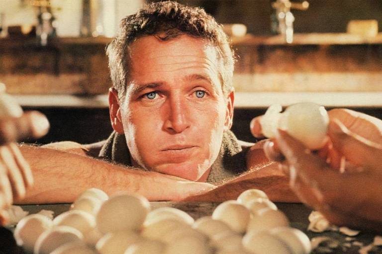 Paul Newman em cena do filme quot;Rebeldia Indomávelquot; (Cool Hand Luke)， de 1967