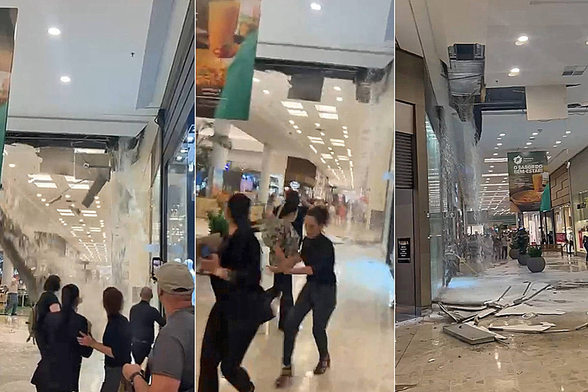 Parte do teto do shopping Center Norte desaba durante temporal em SP