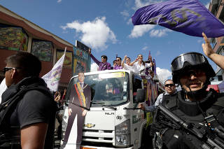 FILE PHOTO: Ecuador's President Noboa campaigns for re-election, in Cayambe