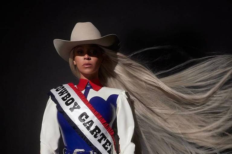 A cantora Beyoncé em ensaio do álbum 039;Cowboy Carter039;， o oitavo de sua carreira