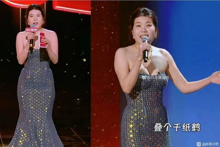 Comediante Yang Li durante programa na China， em 24 de janeiro de 2025